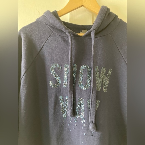 Aerie snow way sequin pullover hoodie Medium blue - Picture 2 of 6